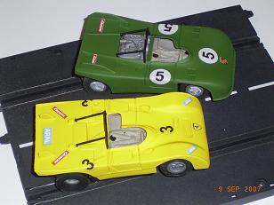 Porsche 908 grÃ¼n und Ferrari 312 gelb
